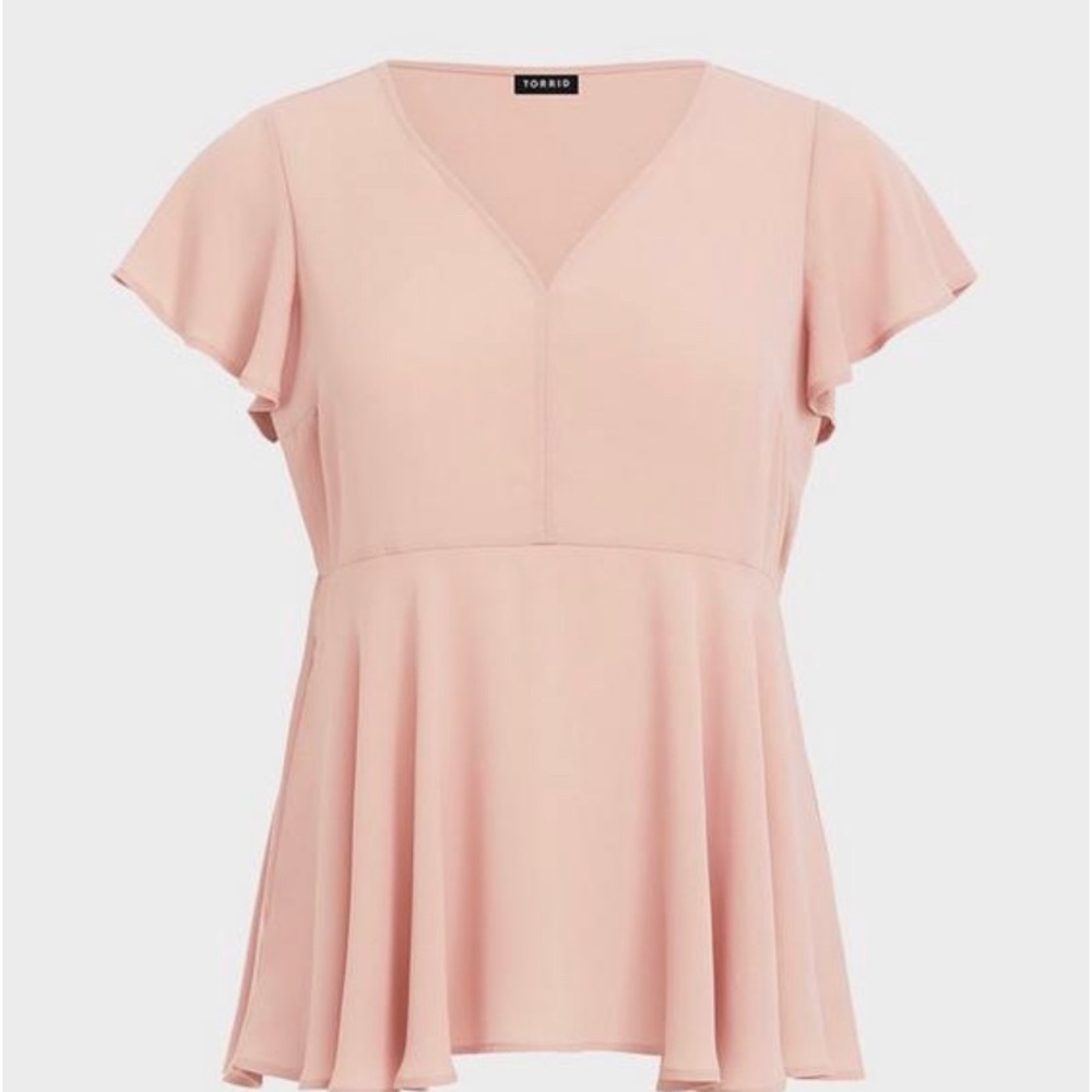 Torrid Pink Babydoll Georgette V-Neck With Flutter Sleeves Size 3X